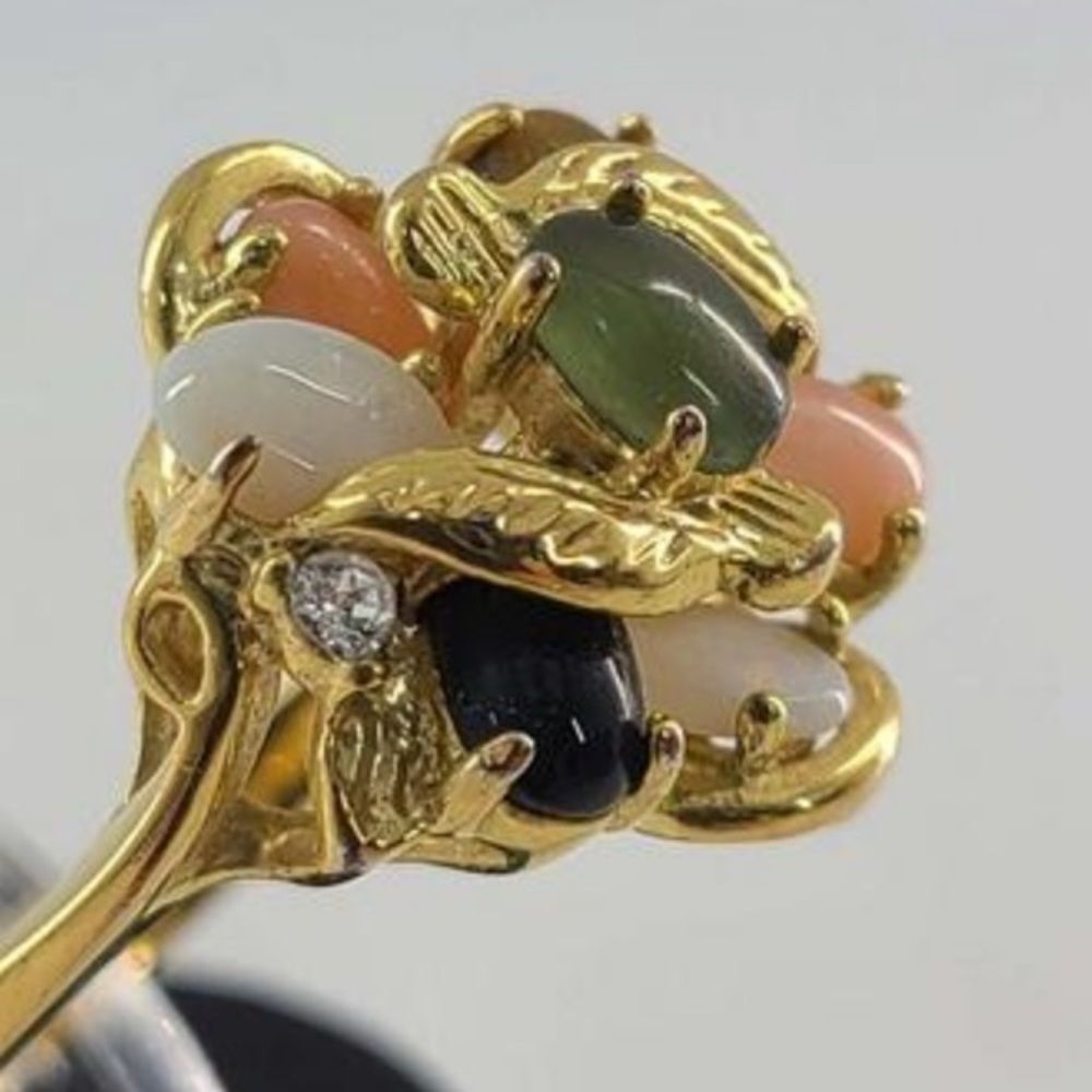 Seta Multi-Gemstone Gold Tone Statement Ring Size… - image 2